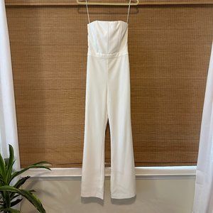 Alice + Olivia Lavera White Strapless Jumpsuit
